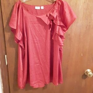 Red polka dot ruffle top